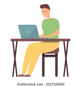 Laptop desktop work icon cartoon vector. Online education. Virtual internet