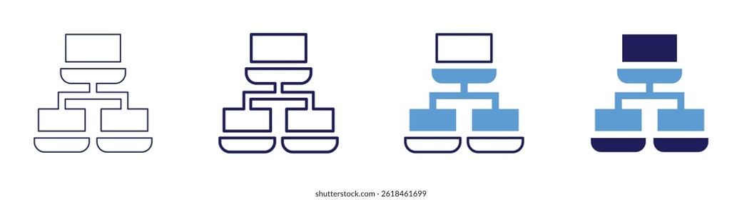 Laptop developer icon in 4 different styles. Thin Line, Line, Bold Line, Duotone. Duotone style. Editable stroke.