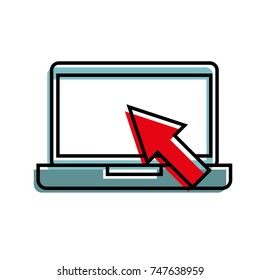 laptop device with arrow technology online digital icon