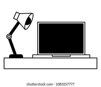 laptop device and desk lamp image