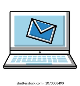 laptop device and email on screen