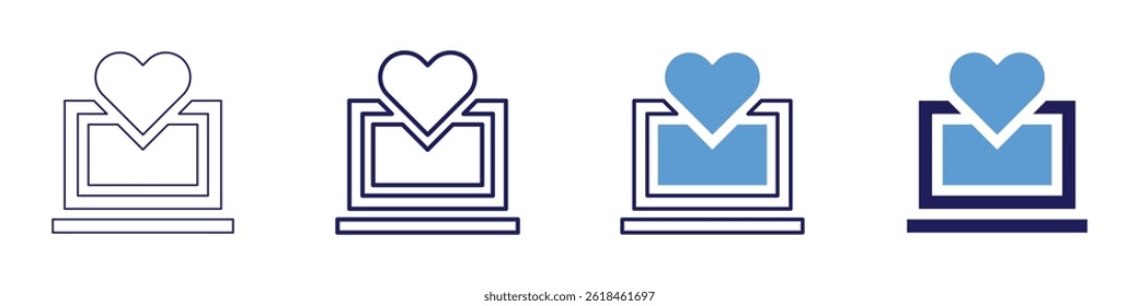 Laptop device icon in 4 different styles. Thin Line, Line, Bold Line, Duotone. Duotone style. Editable stroke.