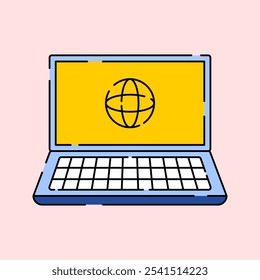 Ilustração de ícone de dispositivo de laptop com paleta de cores brilhantes em estilo de design plano para educação e design de tema de tecnologia futura.