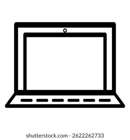Laptop device icon for remote digital office work and browsing on white background