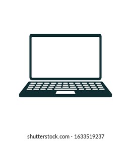 Laptop device icon sign, office computer - vector