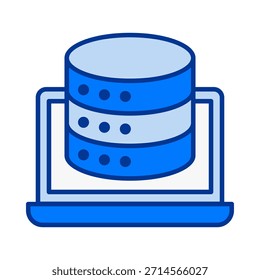 Laptop device showing a database symbol, ideal for dashboards, software tools, and data administration.