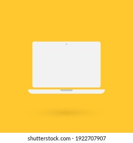Dispositivo portátil con fondo amarillo. Mínimo. Ilustración vectorial, diseño plano
