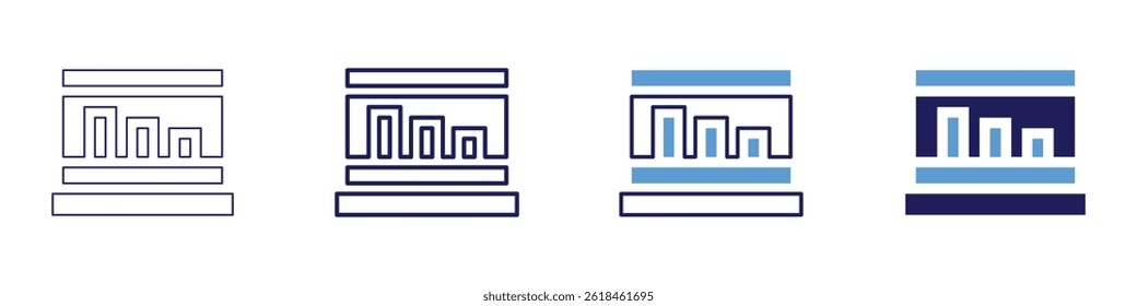 Laptop diagnostics icon in 4 different styles. Thin Line, Line, Bold Line, Duotone. Duotone style. Editable stroke.