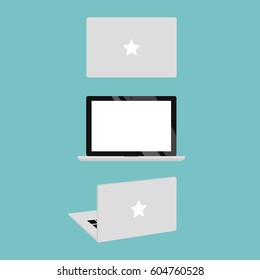 Laptop. Different points of view / flat editable vector illustration, clip art