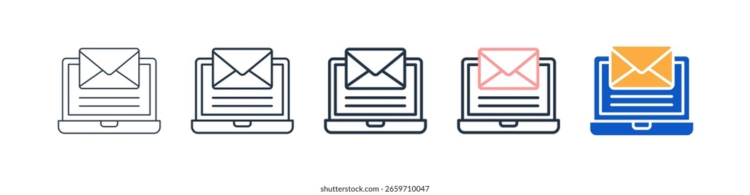 Os ícones de estilo diferente do laptop definem a ilustração vetorial.