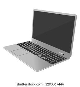 Laptop with digital blank screen isolated on white background, computer. Gadget. Tablet. Network. PC. Web. Internet. Online shoping. Realistic laptop.   