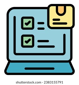 Laptop digital control icon outline vector. Product system. Management inventory color flat