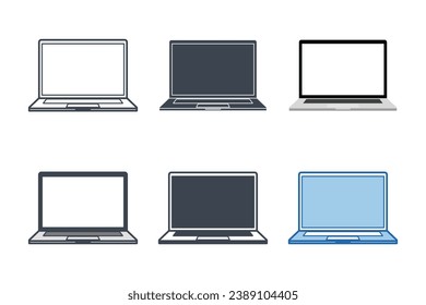 Colección de iconos de dispositivo digital para portátiles con estilos diferentes. Icono del ordenador portátil ilustración vectorial aislada en fondo blanco