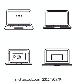 laptop digital icon illustration set. notebook computer icon. 