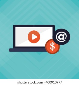 laptop and Digital marketing design, vector illustration