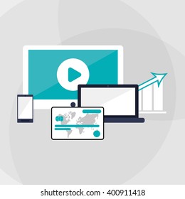 laptop and Digital marketing design, vector illustration