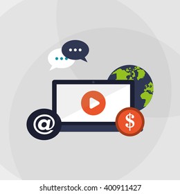 laptop and Digital marketing design, vector illustration