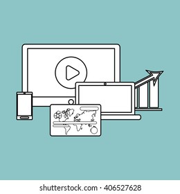 laptop and Digital marketing design, vector illustration
