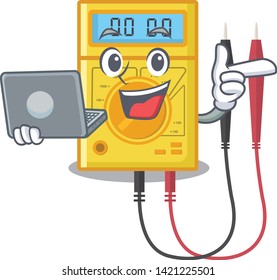 With laptop digital multimeter in the mascot closet