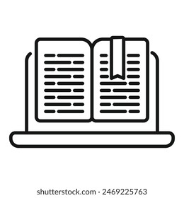 Laptop digital reading icon outline vector. New online book. Read literature