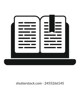 Laptop digital reading icon simple vector. New online book. Read literature