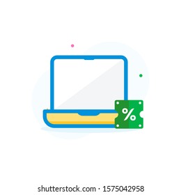 Laptop discount with flat style. Ready to use for website mobile app presentation and any other projects. Suitable for any user interface and user experience