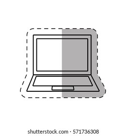 laptop display keyboard device thin line vector illustration eps 10