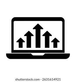 Tela Do Laptop Mostrando O Gráfico De Tendência Crescente