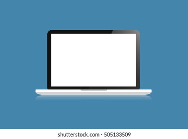 Laptop display vector design isolated on background  with blank white screen.Vector Illustration
