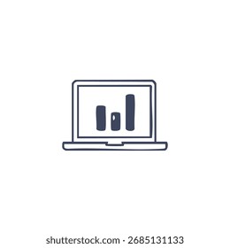 Laptop displaying a bar graph