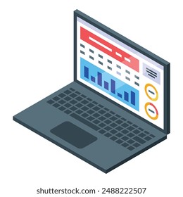 Laptop displaying charts and data analysis software, conveying the concept of business intelligence and data analytics