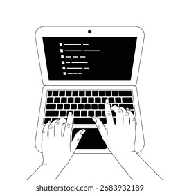 Um laptop exibindo código com digitação manual, simbolizando programação e desenvolvimento de software.
