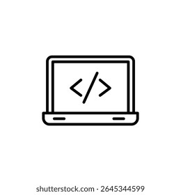 Laptop Exibindo Símbolo De Código Para Ilustração De Desenvolvimento De Software
