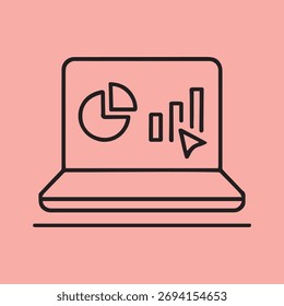 A laptop displaying data charts, perfect for business presentations. The pie chart and bar graph represent statistical analysis, ideal for reports and financial reviews.