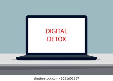 Portátil que muestra un mensaje de desintoxicación digital que promueve un descanso de Internet y las redes sociales
