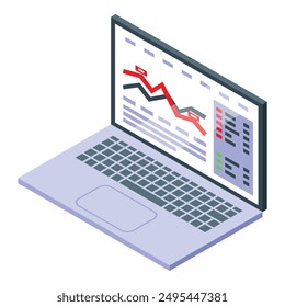 Portátil que muestra un gráfico financiero con una flecha roja apuntando hacia abajo, que indica un mercado de valores en declive