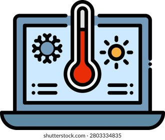 Laptop Displaying Meteorological Climate And Temperature Data