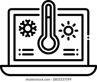 Laptop Displaying Meteorological Climate And Temperature Data