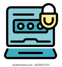 Laptop displaying password protected login page, emphasizing secure online access and data protection