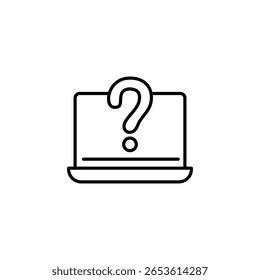 Laptop Displaying Question Mark Symbolizing Online Help And Support