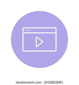 A laptop displaying a simplistic graphic design of a play button, symbolizing multimedia or video editing software