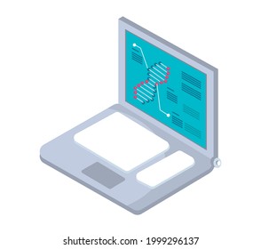 laptop with dna molecule laboratory icon