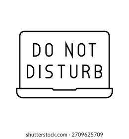 Ordenador portátil no molestar Mindful Tech Line Icono Vector. Ordenador portátil no molestar Mindful Tech Signo. Contorno aislado Ilustración negra