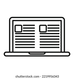 Laptop doc comparison icon outline vector. Scale balance. Finance idea