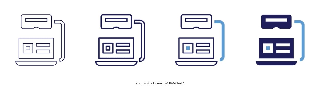 Laptop dockstation icon in 4 different styles. Thin Line, Line, Bold Line, Duotone. Duotone style. Editable stroke.