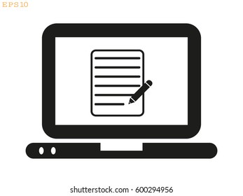 laptop, document, icon, vector illustration eps10