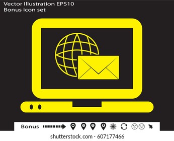 laptop, document, icon, vector illustration eps10