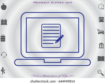 laptop, document, icon, vector illustration eps10
