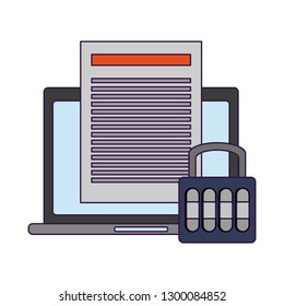 laptop with document padlock symbols