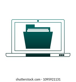Laptop with documents blue lines